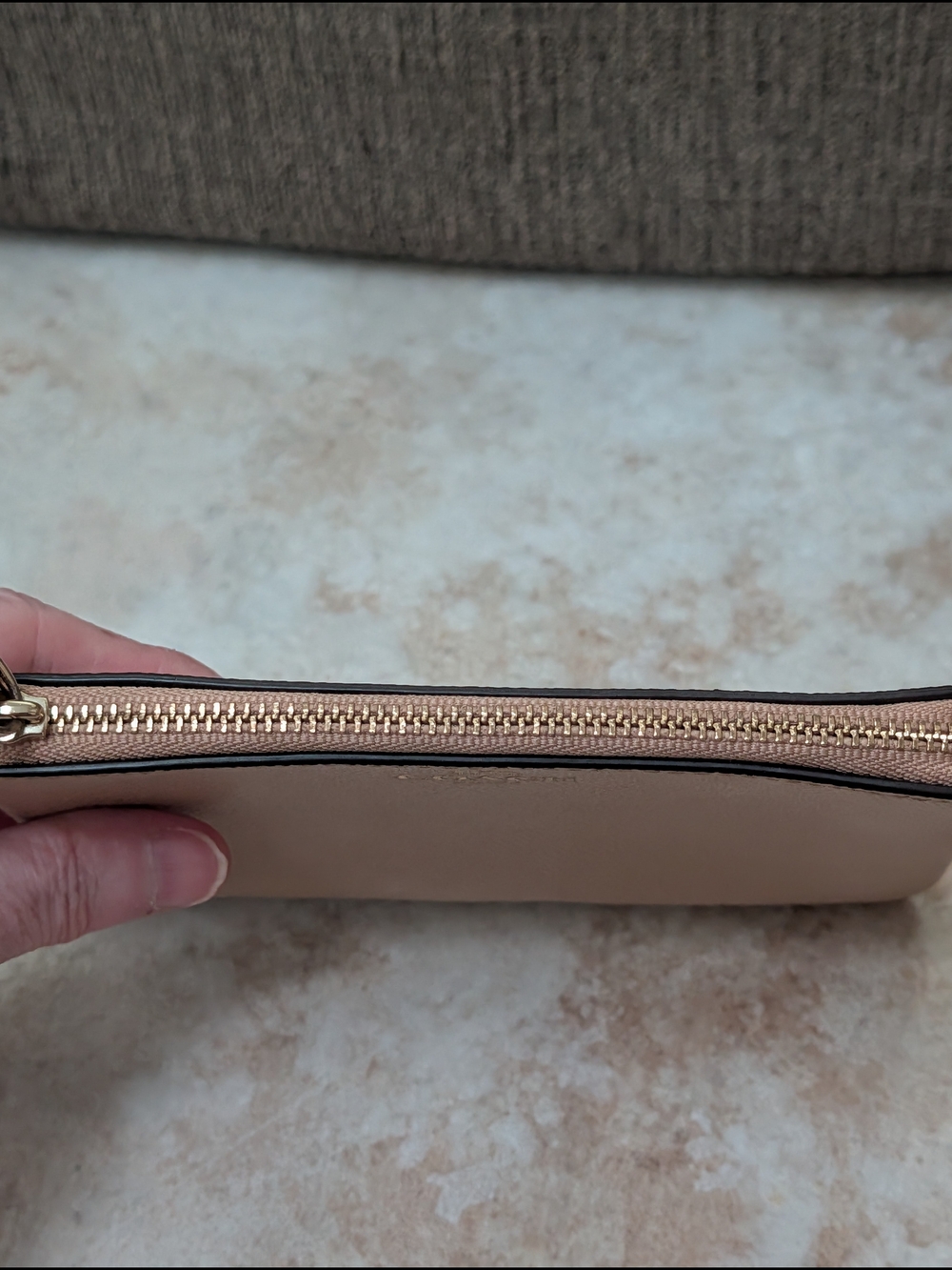 Coach Corner Zip Tan Wristlet EUC - Picture 5 of 5